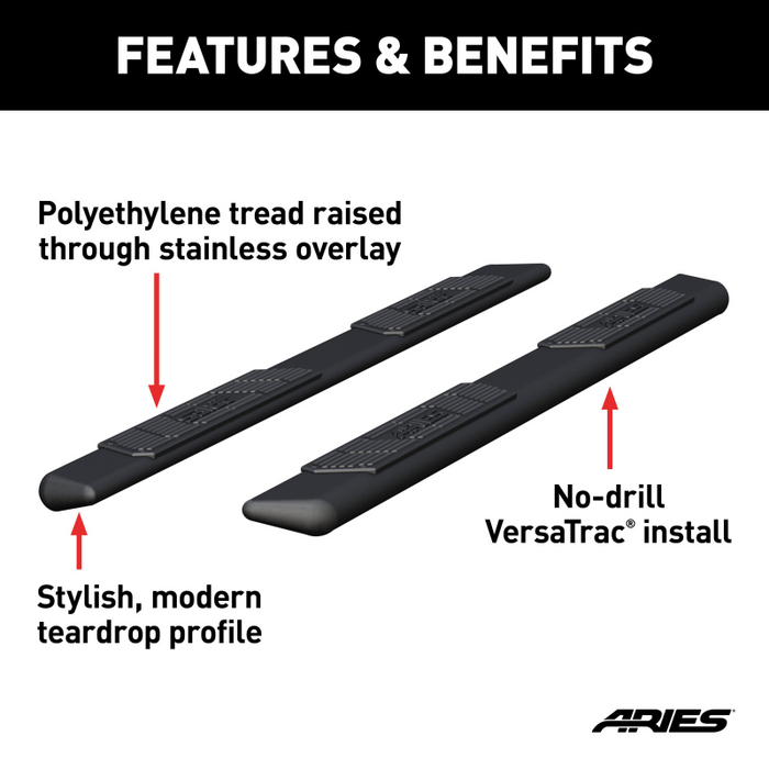 ARIES AscentStep 5-1/2" x 85" Black Steel Running Boards (No Brackets) Model 2057985