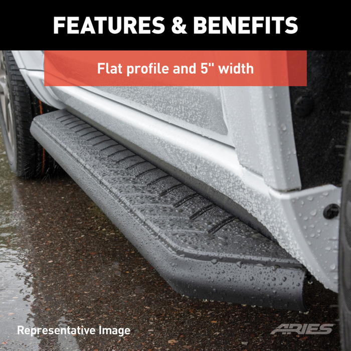 ARIES AeroTread 5" x 76" Black Stainless Running Boards, Select Traverse, Acadia Model 2061020