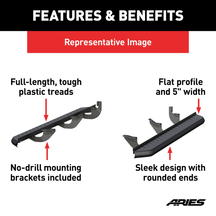 ARIES AeroTread 5" x 70" Black Stainless Running Boards Model 2061025
