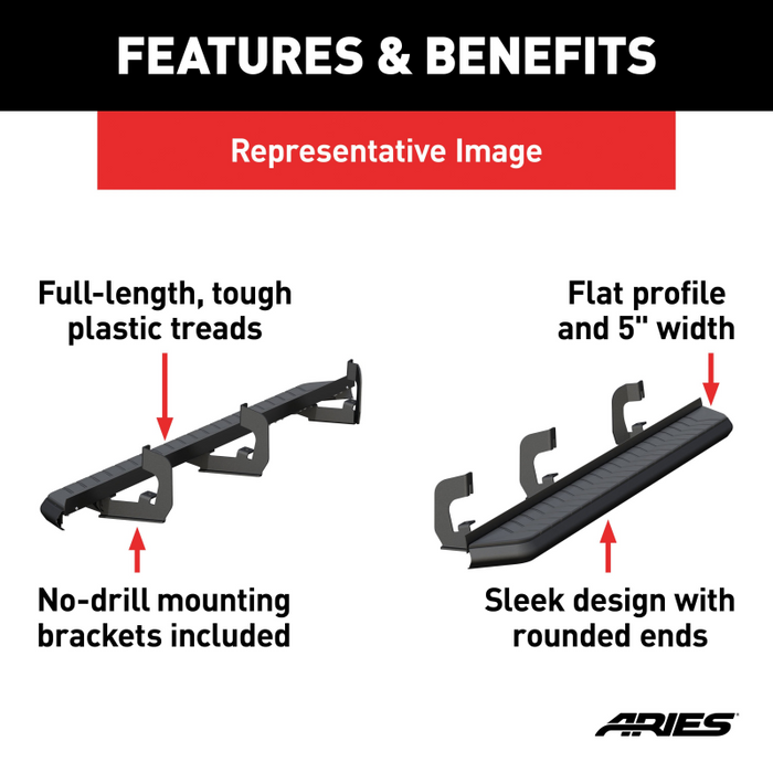 ARIES AeroTread 5" x 76" Black Stainless Running Boards Model 2061030