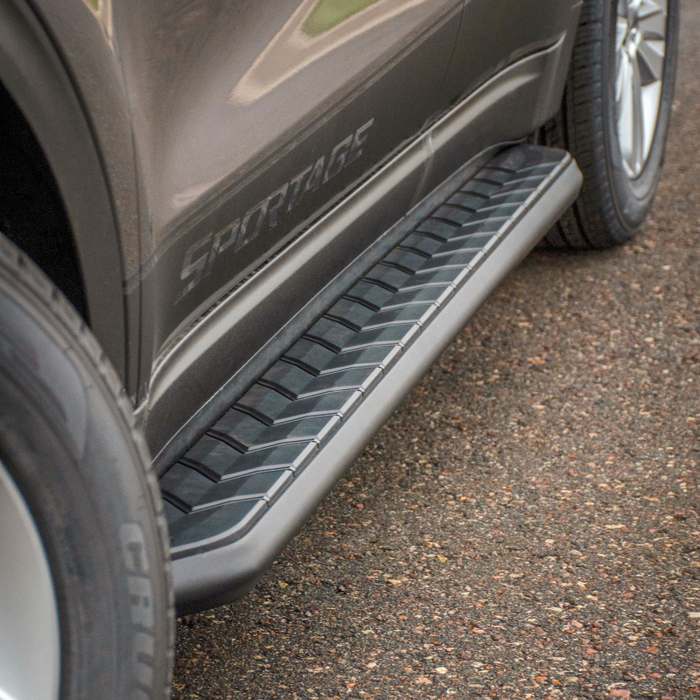 ARIES AeroTread 5" x 70" Black Stainless Running Boards, Select Nissan Rogue Model 2061037