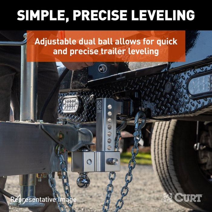 CURT AlumaLite Adjustable Aluminum Hitch with Dual Ball, 9-1/2" Drop Model 45366