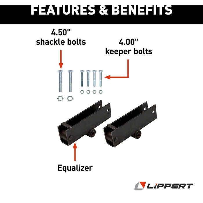CURT Trailer Axle Attaching Parts (AP) Suspension Kit for 10,000-lb. Slipper Tandem Axles Model 184173