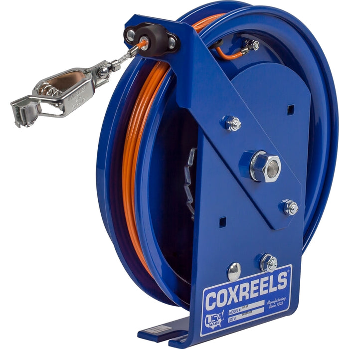 Coxreels SD Series Spring Driven Static Discharge Cable Reel 50 ft. Stainless Steel Cable 50A Clamp - Cable Included model SD-50-1