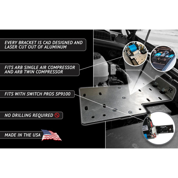 Rago Fabrication 2010-2023 5th Gen Toyota 4Runner Air Compressor Mount Model R1418TT4RARB