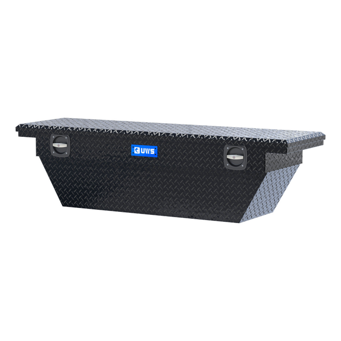 UWS 69" Gloss Black Aluminum Angled Secure Lock Crossover Truck Tool Box with Low Profile Model SLD-69-A-LP-BLK