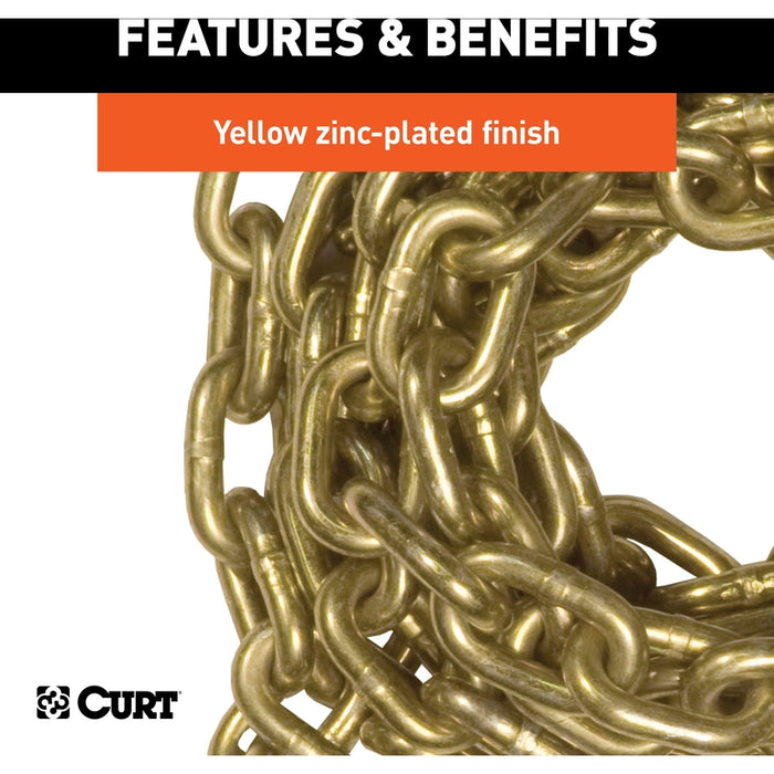 CURT 25-Foot Transport Binder Chain, 5/16-Inch Clevis Hooks, 18,800 lbs Break Strength, Load Tie-Down, Trailer, Flatbed Model 80308