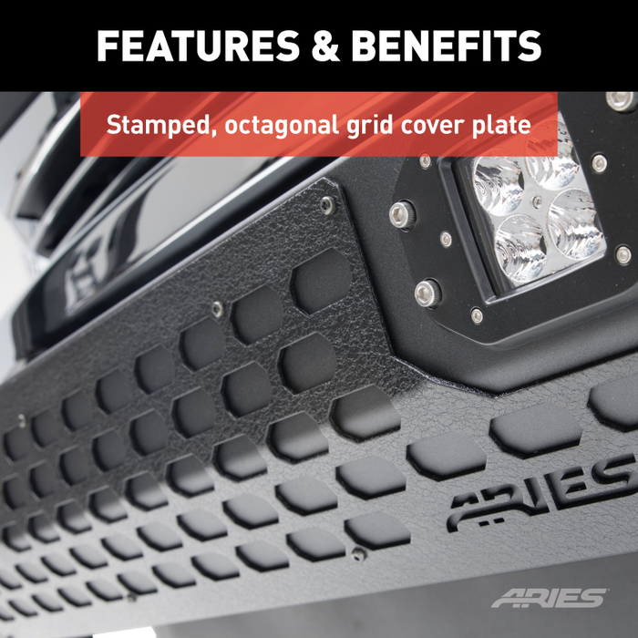ARIES AdvantEDGE 5-1/2" Black Aluminum Bull Bar with Lights, Select Ford F-150 Model 2163100