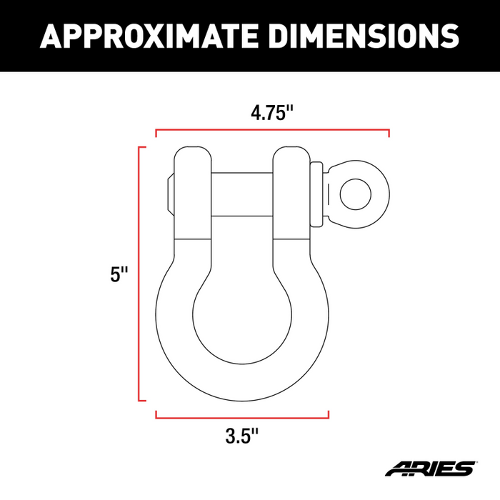 ARIES Off-Road D-Ring Shackles (12,500 lbs, 2-Pack) Model 2166071