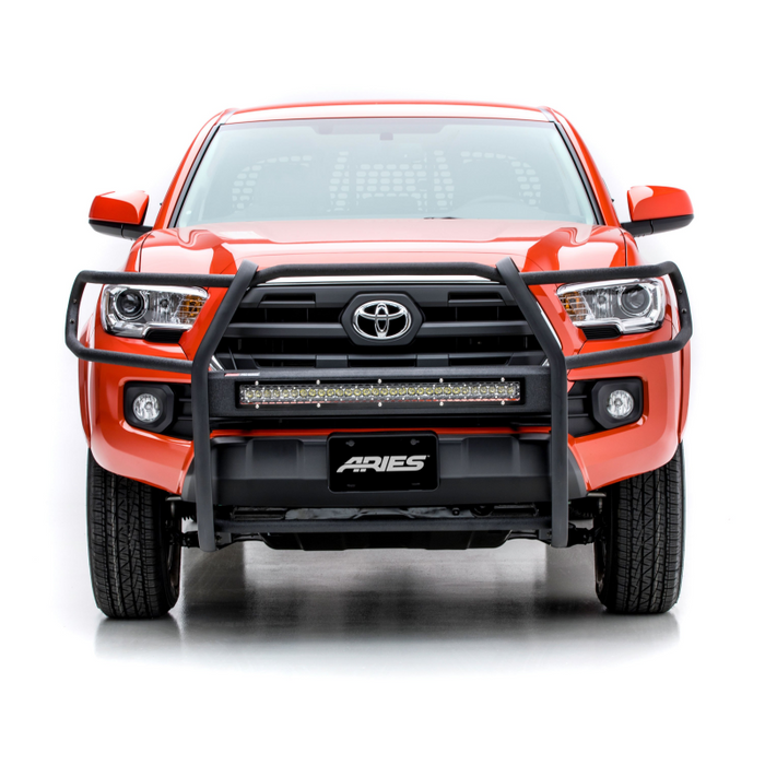 ARIES Pro Series Black Steel Grille Guard with Light Bar, Select Toyota Tacoma Model 2170006