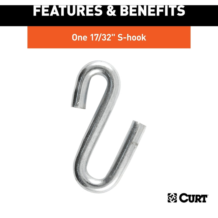 CURT 27-Inch Trailer Safety Chain with 17/32-In S-Hook, 7,000 lbs Break Strength Model 80300
