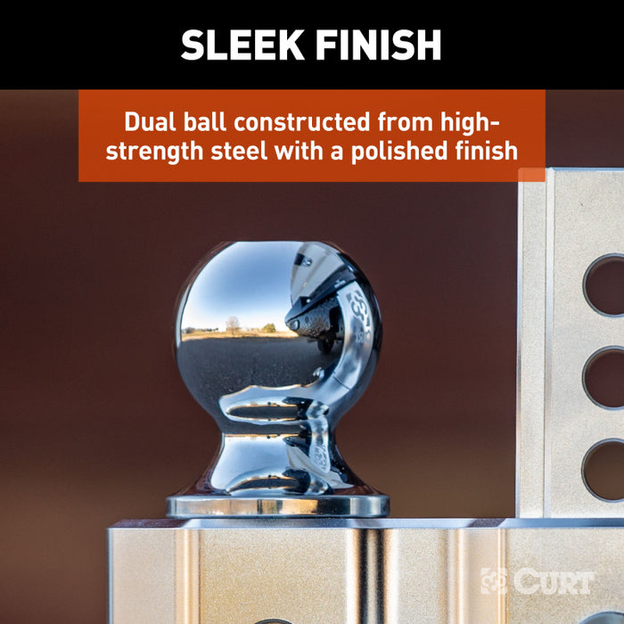 CURT AlumaLite Adjustable Aluminum Hitch with Dual Ball, 5-1/2" Drop Model 45363