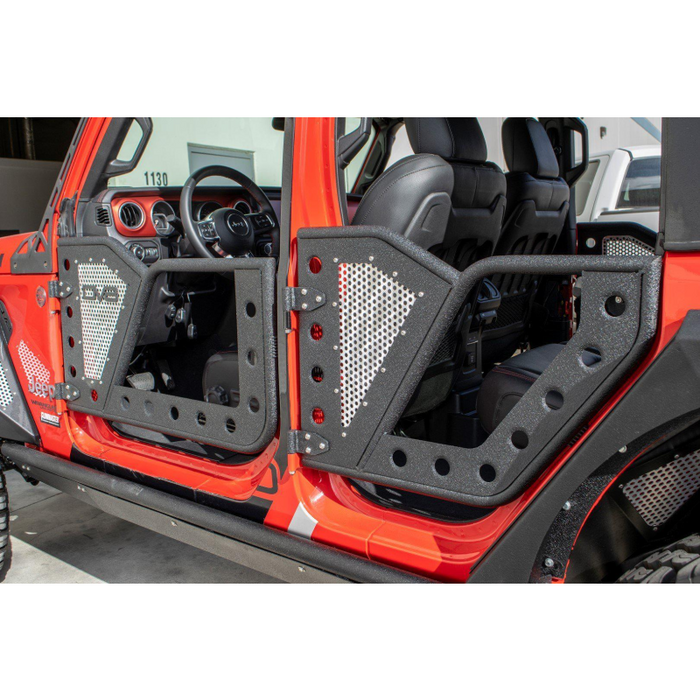 DV8 Offroad 2018-2025 Jeep Wrangler JLU Gladiator JT 4-Door Rear Rock Doors Model RDJL-01R