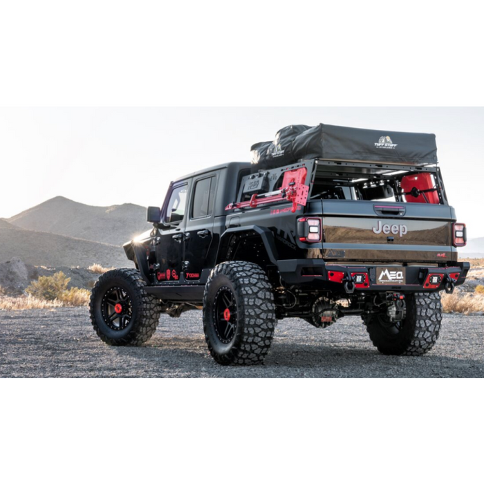Bodyguard Gladiator Rear Bumper Full Width No Sensors Reverse Light Cutouts Texture Black Powder Coat Model 28670T