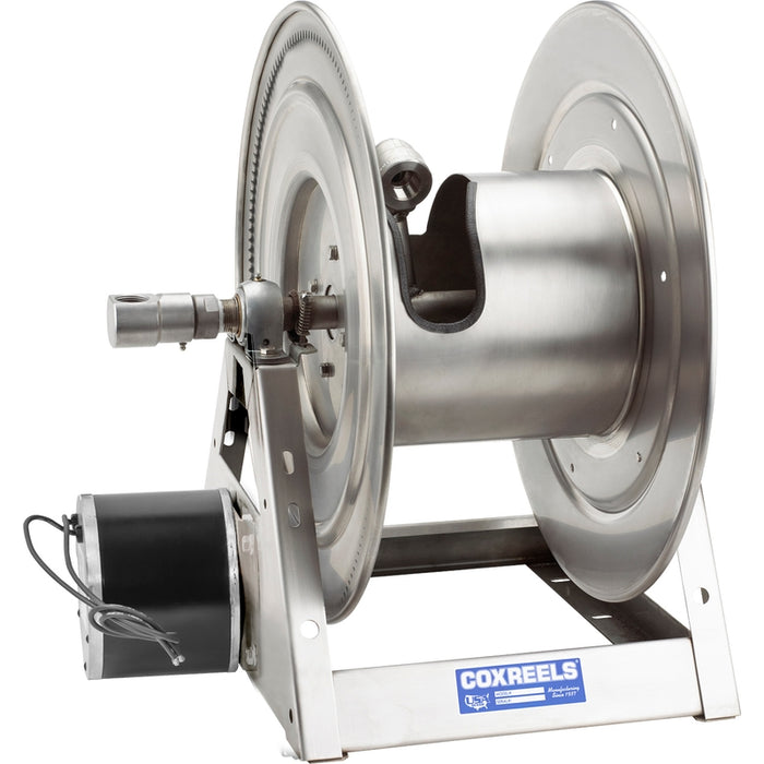 Coxreels 1175-SS Series Stainless Steel 12V DC 1/3 HP Motorized Hose Reel 1 in. x 100 ft. 3000 PSI Chain Drive - No Hose Model 1175-6-100-E-SP