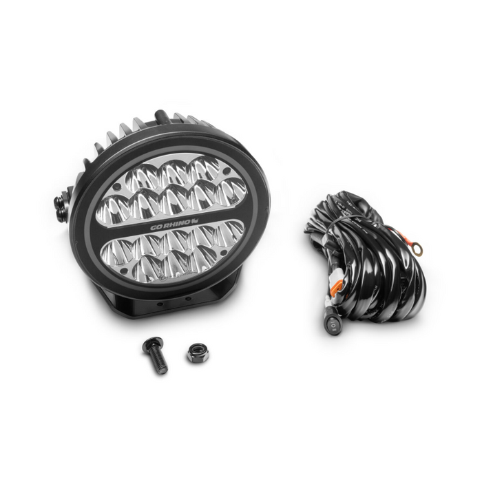 Go Rhino Blackout Series MAXROUND 7" LED Spot Light with Daytime Running Lights Model 750800711SRS
