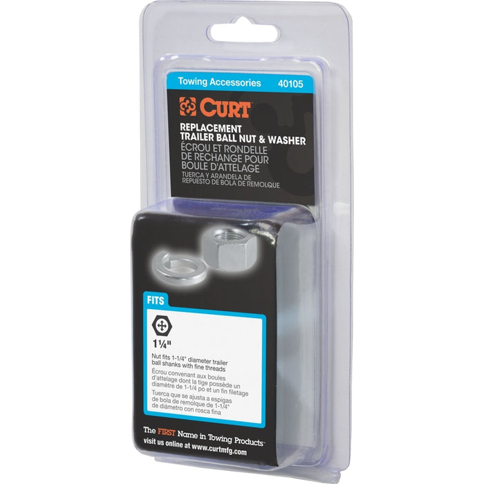 CURT Replacement Trailer Hitch Ball Nut and Washer for 1-1/4-Inch Shank Model 40105