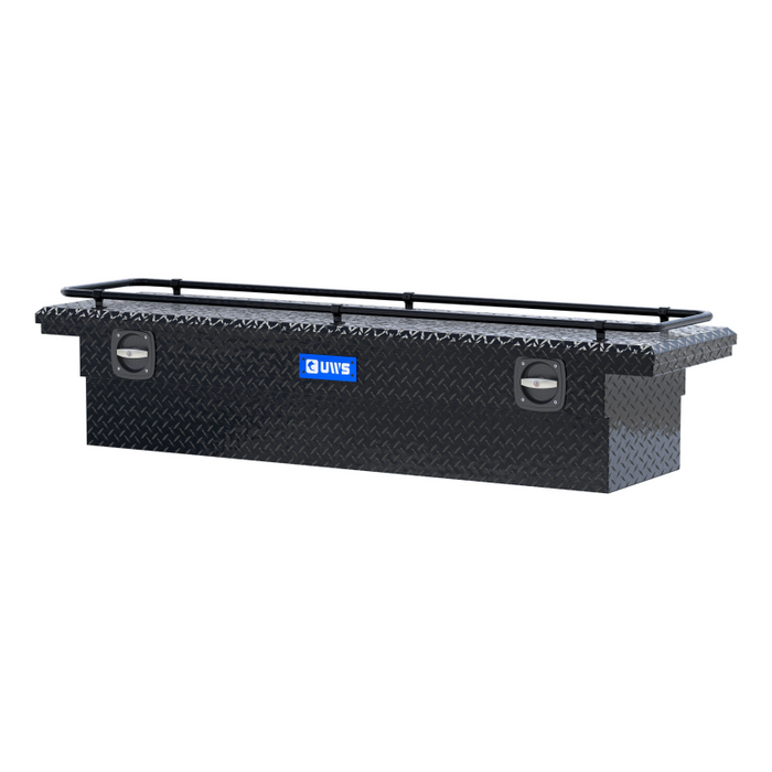 UWS 72" Gloss Black Aluminum Secure Lock Crossover Truck Tool Box, Low Profile, With Rail Model SL-72-LP-BLK-R