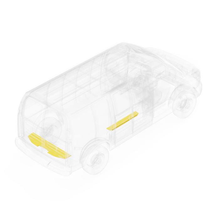 LEGEND Steel Floor THigh Roofeshold Set GMC Savana/Chevy Express Cargo Van (all WB lengths) - Black - Single Side Door Model 309-151-1011