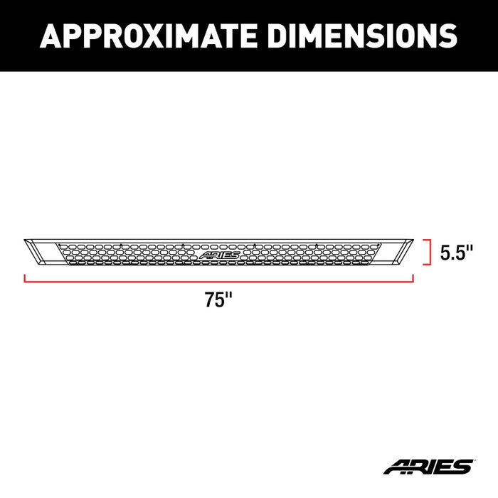 ARIES AdvantEDGE 5-1/2" x 75" Black Aluminum Side Bars, Select Ford F-150 Model 2556008