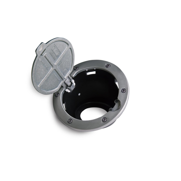 AMP Research Alloy Fuel Door, Brushed Aluminum - 07-18 Jeep Wrangler JK, 2 dr/4 dr Model 73000-00A
