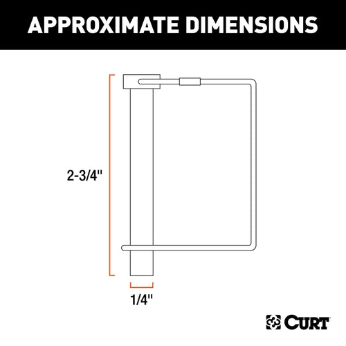 CURT Trailer Coupler Pin, 1/4-Inch Diameter x 2-3/4-Inch Long Model 25080