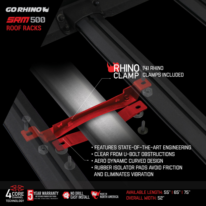 Go Rhino SRM500 65" Long x 52" Wide Flat Platform Roof Rack Model 5935065T