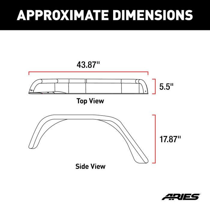 ARIES Jeep Wrangler JK Smooth Black Aluminum Rear Fender Flares Model 2500211