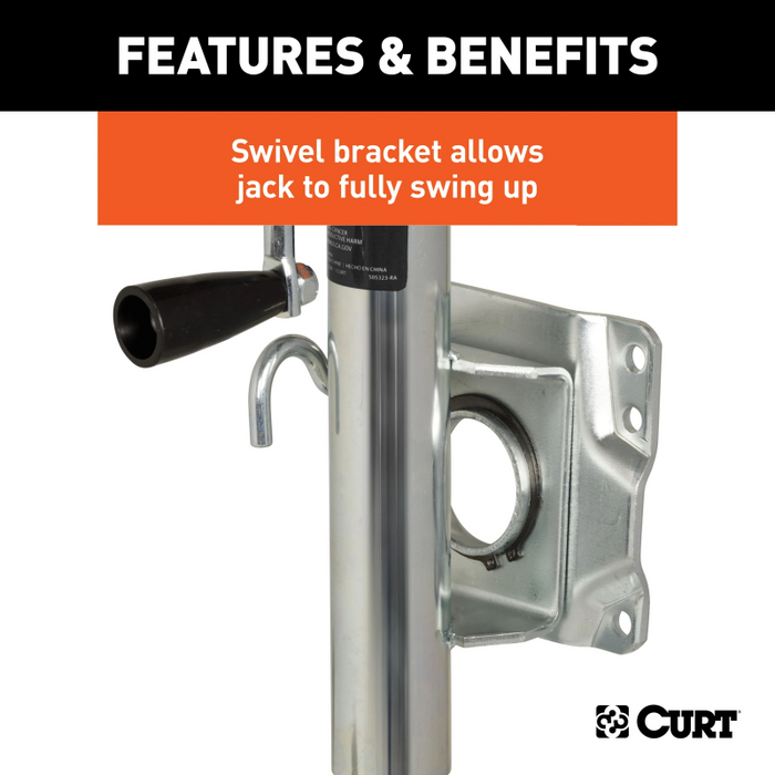 CURT Marine Trailer Jack with 6" Wheel (1,000 lbs, 10" Travel) Model 25004