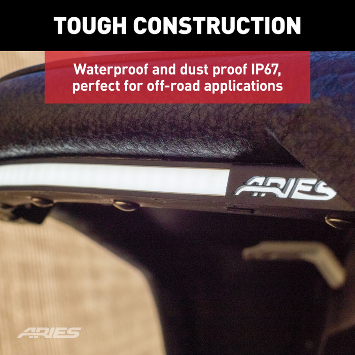 ARIES Jeep Wrangler JL Black Aluminum Front Fender Flares with LED Lights Model 2500835