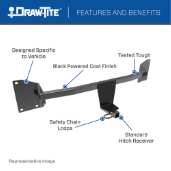 Draw-Tite Class 1 Trailer Hitch, 1-1/4 Inch Square Receiver, Black Model 25009