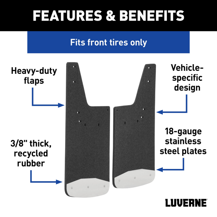 Luverne Front 12" x 23" Textured Rubber Mud Guards, Select Ram 1500 (2 Flaps) Model 250936