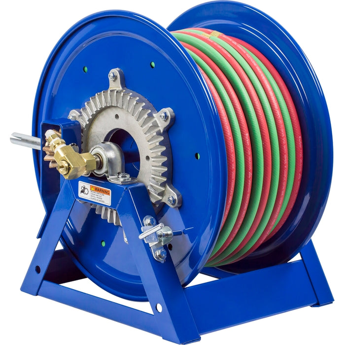 Coxreels 1275W Series Bevel Geared Hand Crank Welding Dual Hose Reel 3/8 in. x 100 ft. oxy-acet - Hose Included Model 1275W-3-100-C