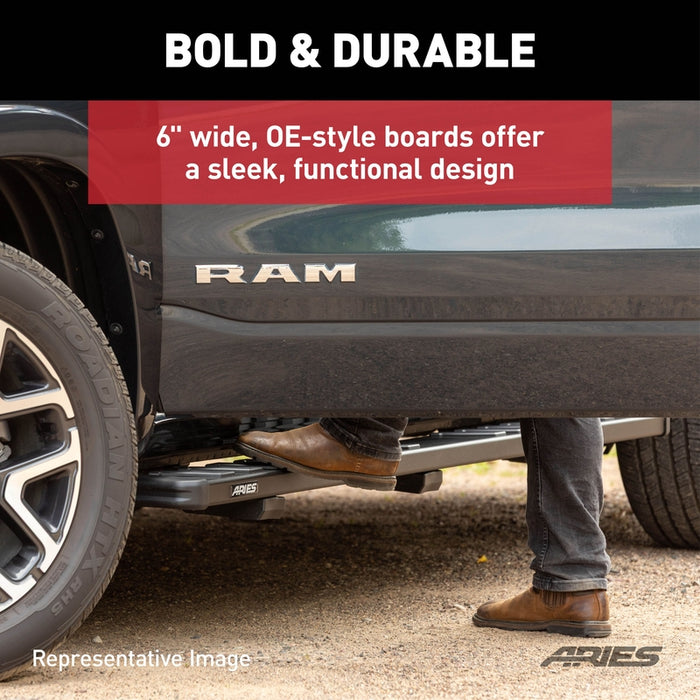 ARIES NovaTrac 6" x 75" Black E-Coat Steel Running Boards, Fits Select RAM 1500 Model 2554031