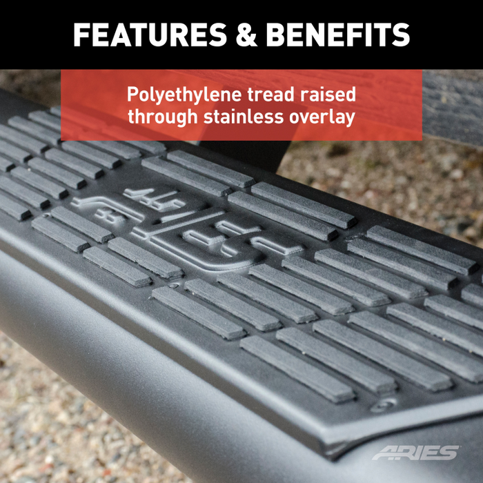 ARIES AscentStep 5-1/2" x 75" Black Steel Running Boards, Select Ford F150, F250, F350 Model 2558012