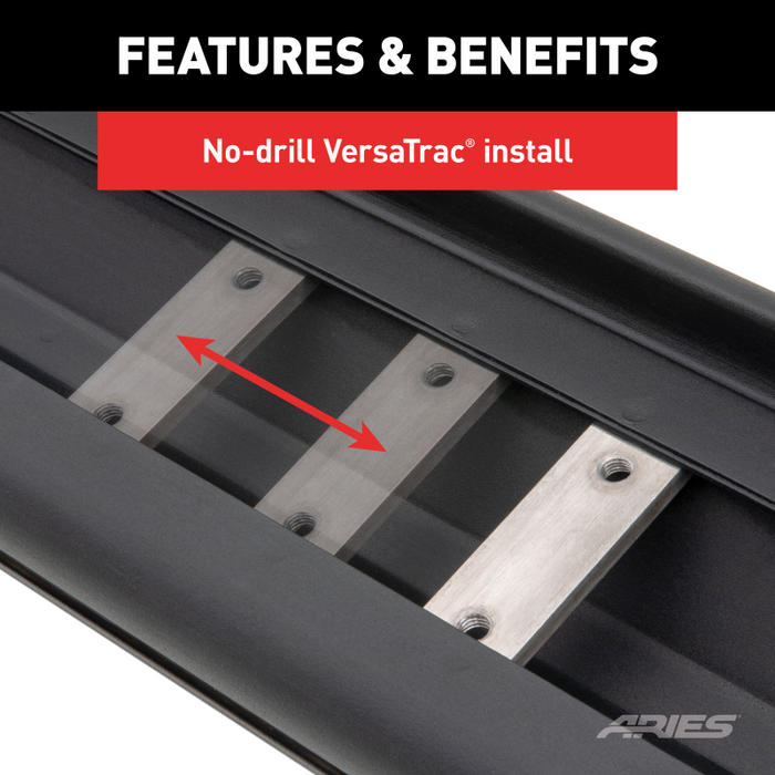 ARIES AscentStep 5-1/2" x 75" Black Steel Running Boards, Select Ford F150, F250, F350 Model 2558012