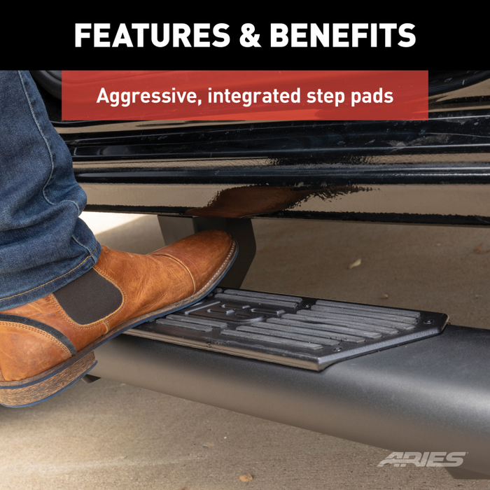 ARIES AscentStep 5-1/2" x 91" Black Steel Running Boards Model 2558047