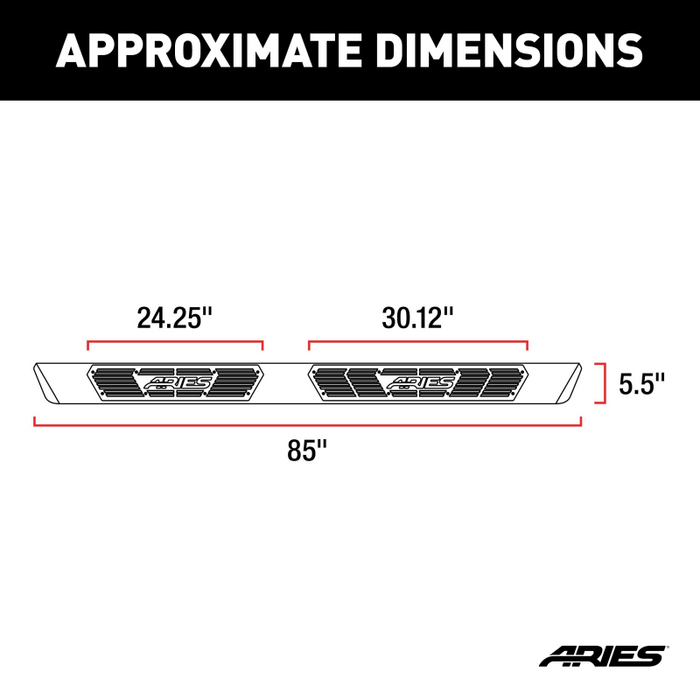 ARIES AscentStep 5-1/2" x 85" Black Steel Running Board Model 2558055