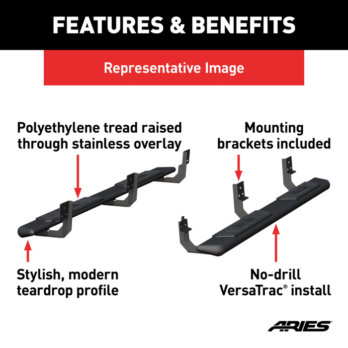 ARIES AscentStep 5-1/2" x 85" Black Steel Running Board Model 2558055