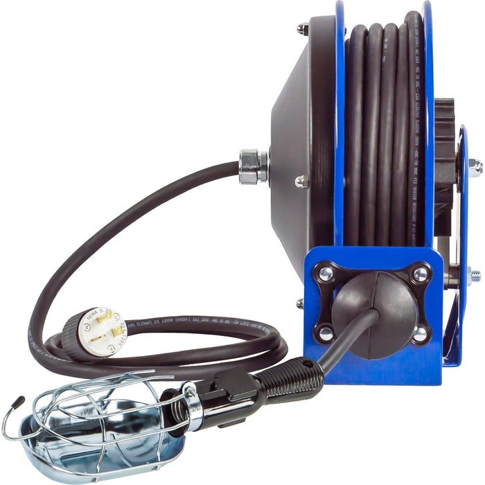 Coxreels PC10 Series Compact Spring Driven Cord Reel Incandescent Caged Light 16 GA x 30 ft. - Cord Included Model PC10-3016-E