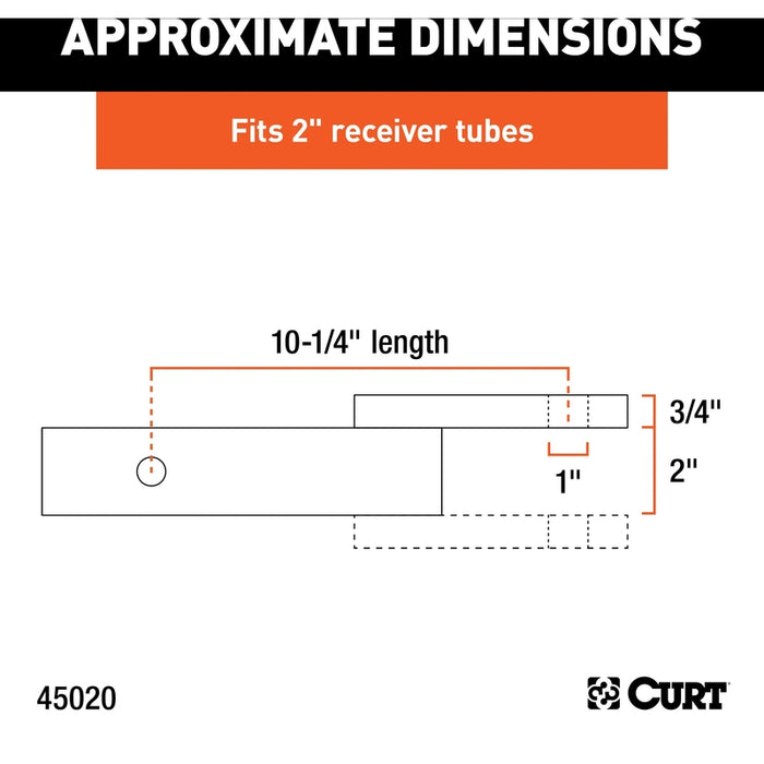 CURT Class 3 Trailer Hitch Ball Mount, Imported, Fits 2-Inch Receiver, 7,500 lbs, 1-Inch Hole, 2-In Drop, 3/4-Inch Rise Model 45829