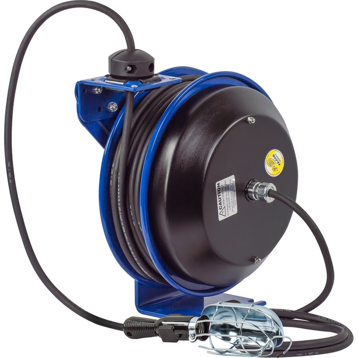 Coxreels EZ-PC Series Safety System Spring Driven Cord Reel 16 AWG x 50 ft. Incandescent Cage Light - 600V 25 Amp - Cord Included Model EZ-PC13-5016-E