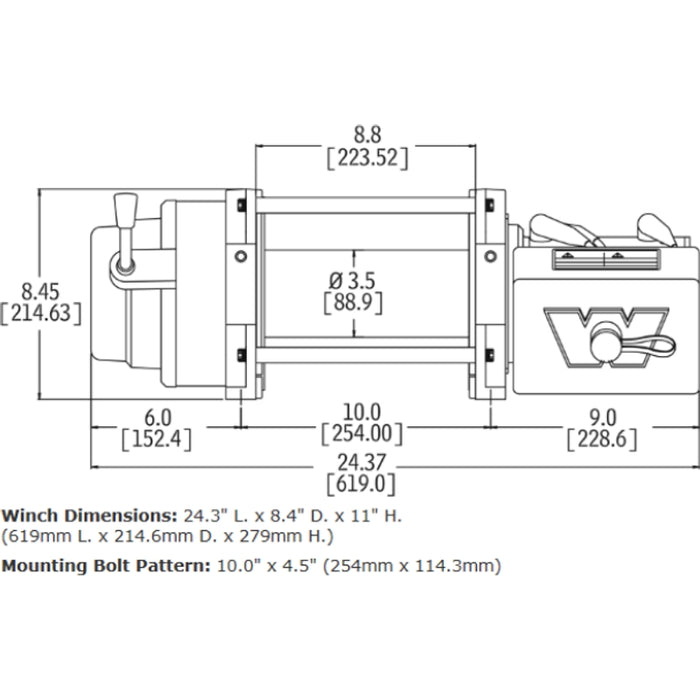 Warn M12-S Heavyweight Winch, Pull Capacity 12,000 lb, 100 Feet Of Spydura Synthetic Rope Model 97720