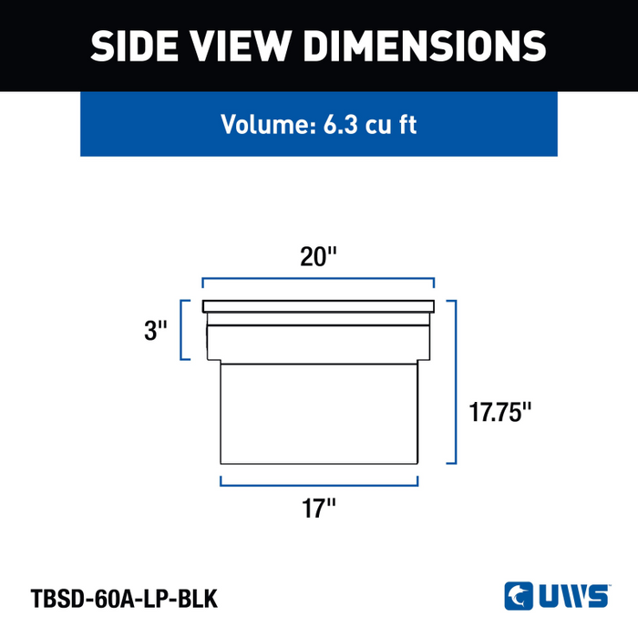 UWS 60" Deep Angled Truck Tool Box, Low Profile (LTL Shipping Only) Model TBSD-60A-LP-BLK