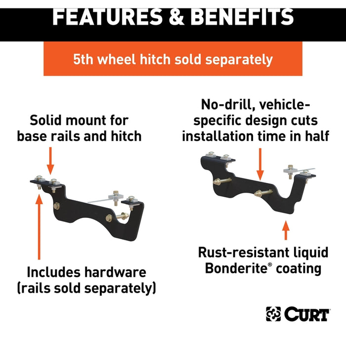 CURT 5th Wheel Installation Brackets, Fits Select Ford F-250, F-350 Super Duty Model 16432