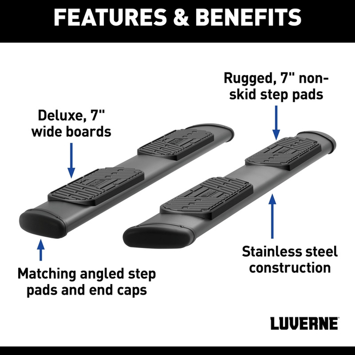 Luverne Regal 7 Black Stainless 88" Oval Side Steps, Select Ford F250, F350, F450, F550 Model 277088-401734