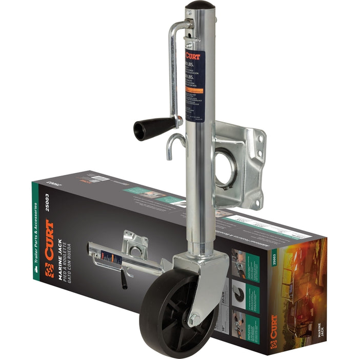CURT Marine Boat Trailer Tongue Jack with 6-Inch Wheel, 1,000 lbs. Support Capacity, 10 Inches Vertical Travel Model 25003