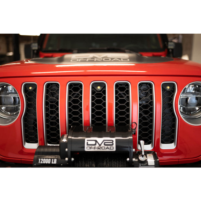 DV8 Offroad 2018-2025 Jeep Wrangler JL JLU Gladiator JT Amber Grille Lights Model GRJL-02