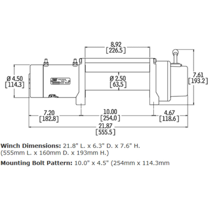 Warn XD9 Winch 9,000 lb, With 100' of 5/16" Steel Rope Model 28500
