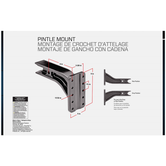 Draw-Tite Titan® Pintle Hook Mounting Plate, Fits 3 in. Square Receiver, 25,000 lbs. Capacity Model 38186